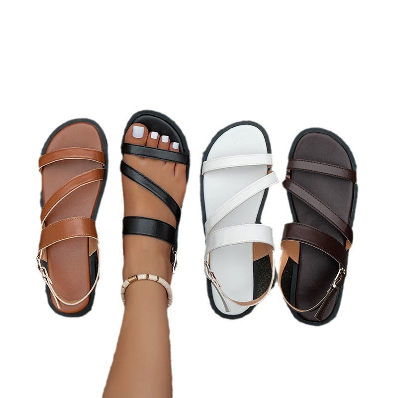 One-line Flat For Outdoors Casual Sandals Women's Shoes Sandals Plus Size Beach - Next Gen Retail Store