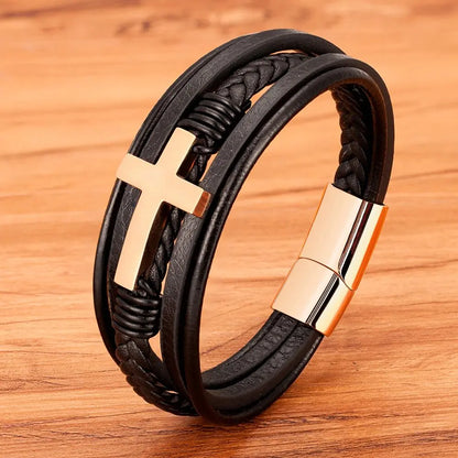 Luxury Multicolor Cross Design Classic Stainless Steel Men - Next Gen Retail Store