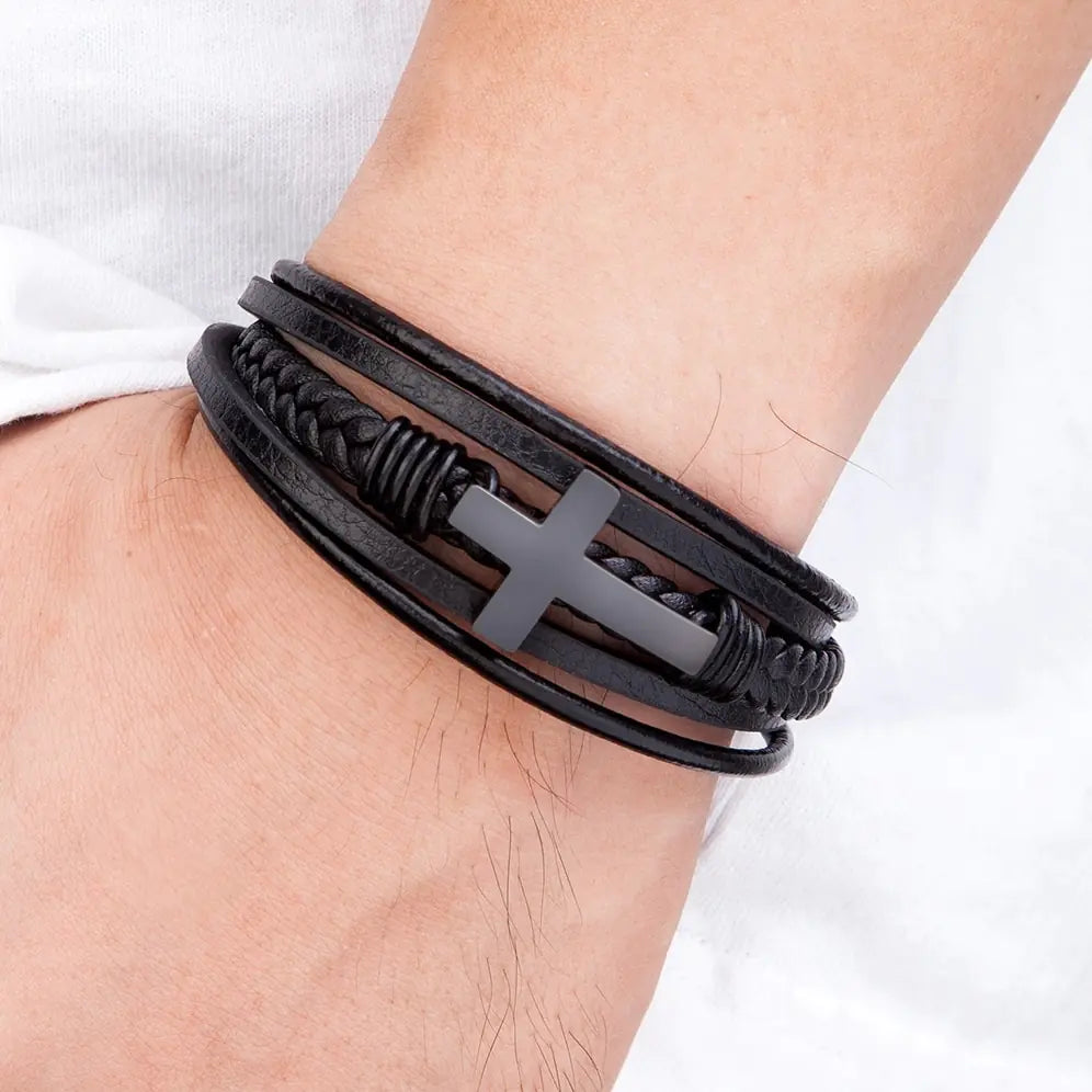 Luxury Multicolor Cross Design Classic Stainless Steel Men - Next Gen Retail Store